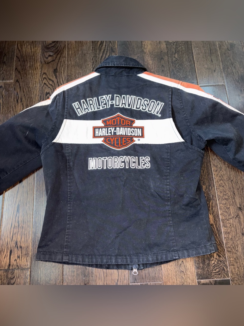 Vintage Harley-Davidson Black, Orange & White Racing Jacket - Picture 2 of 9